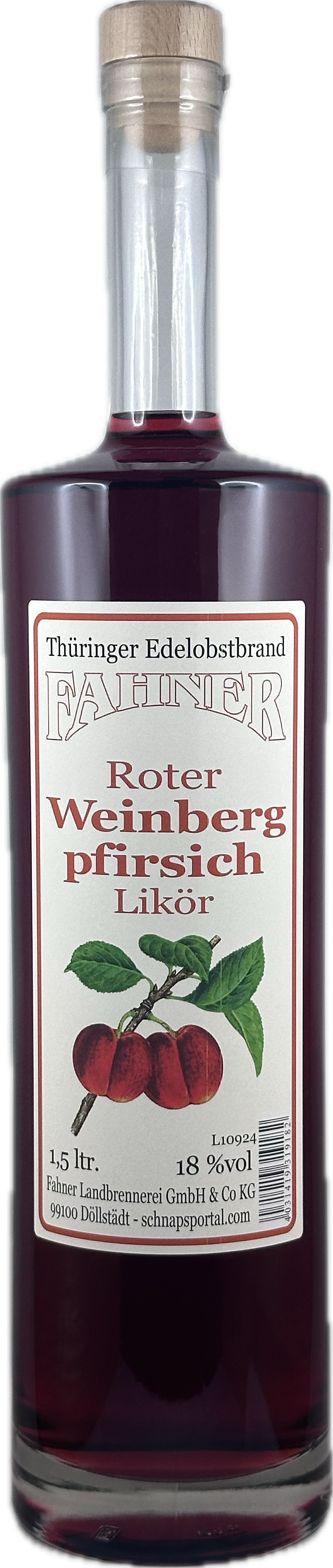 Roter Weinbergpfirsich-Likör (1,5l)